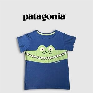 2+ tees $3 // Patagonia Blue T-Shirt with Green Crocodile print
 4Y